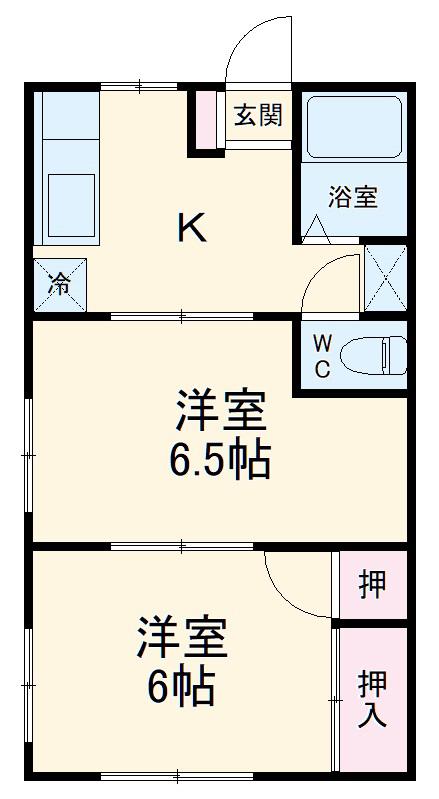 小沢ハイツ(2K/2階)の間取り写真