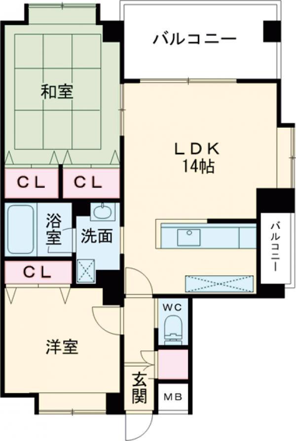パサデーラ室見(2LDK/5階)の間取り写真