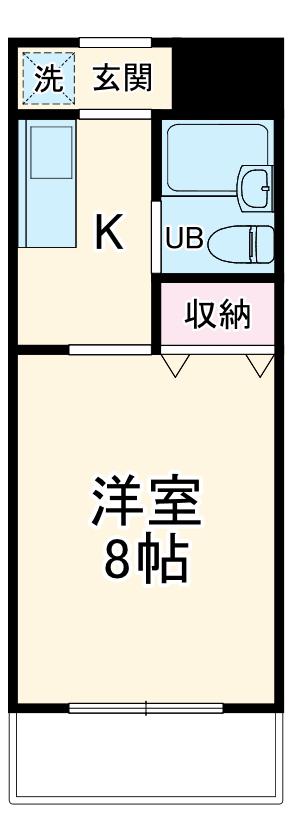 ユニーブル読売ランド(1K/2階)の間取り写真