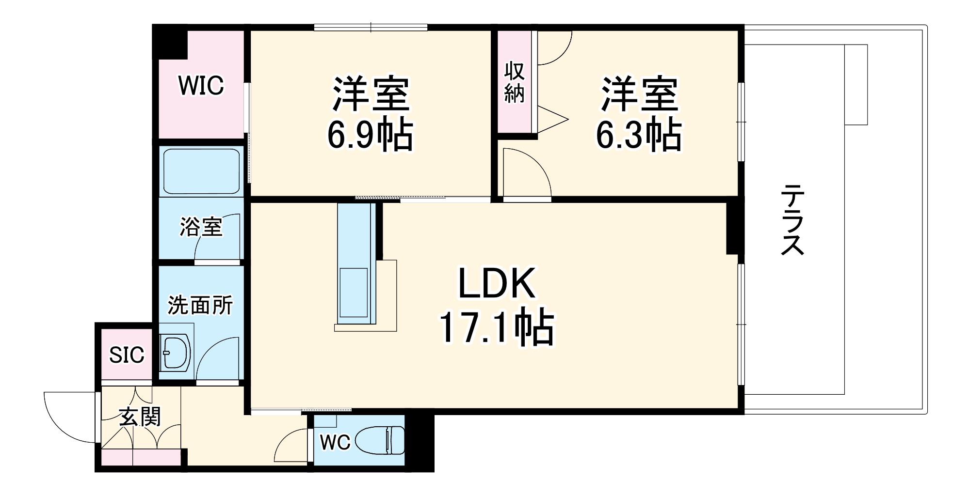 デア グランツ(2LDK/1階)の間取り写真