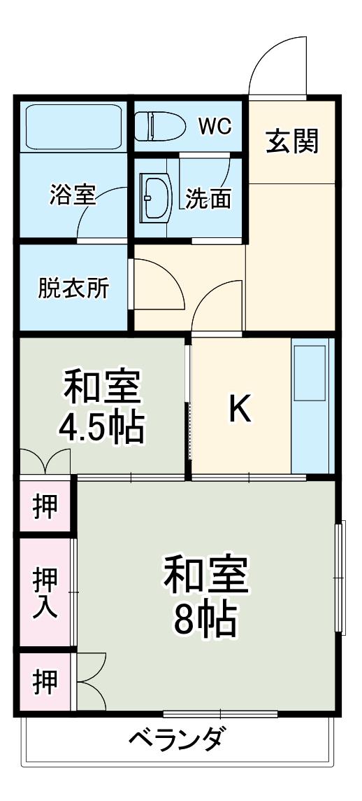 石井ビル(2DK/2階)の間取り写真