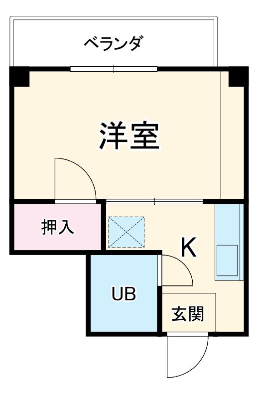 シャロン五十川Ⅰ(1K/3階)の間取り写真