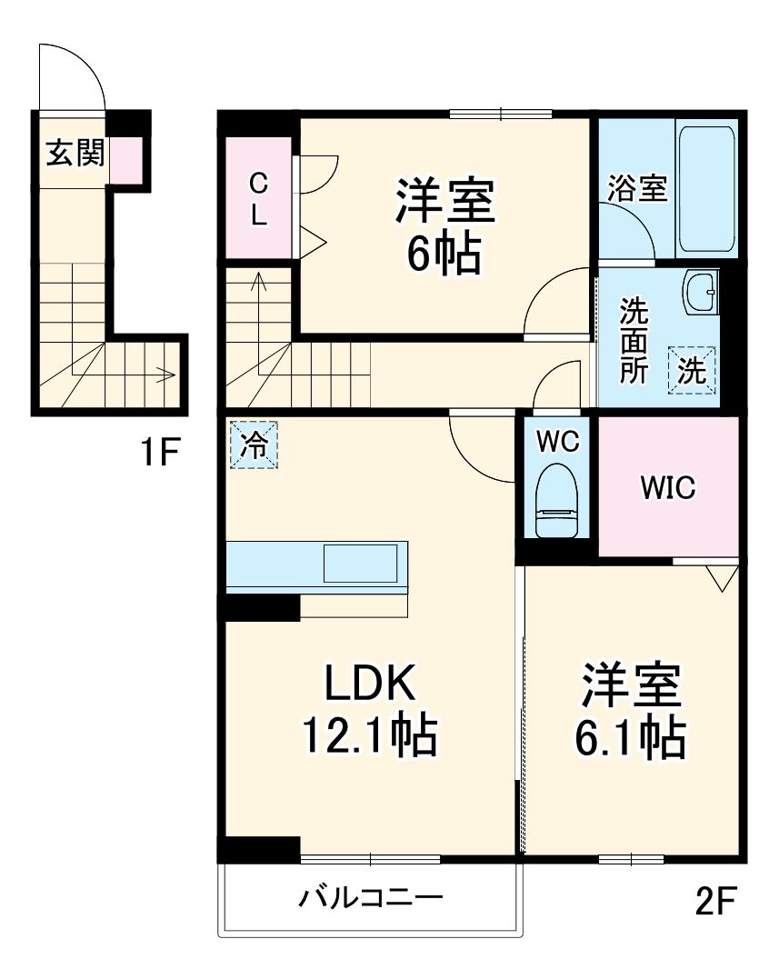ホープ21 Ⅱ(2LDK/2階)の間取り写真