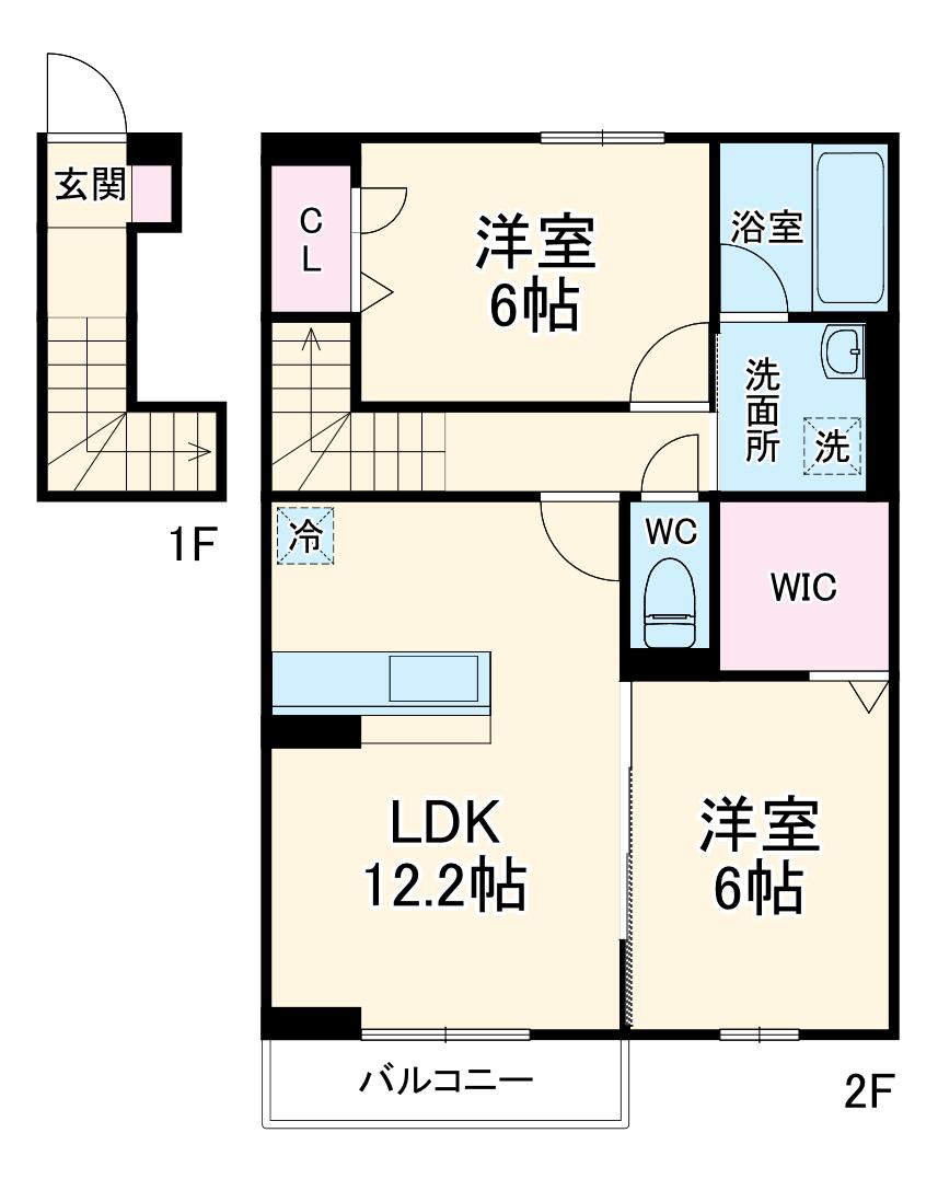 ホープ21 Ⅱ(2LDK/2階)の間取り写真