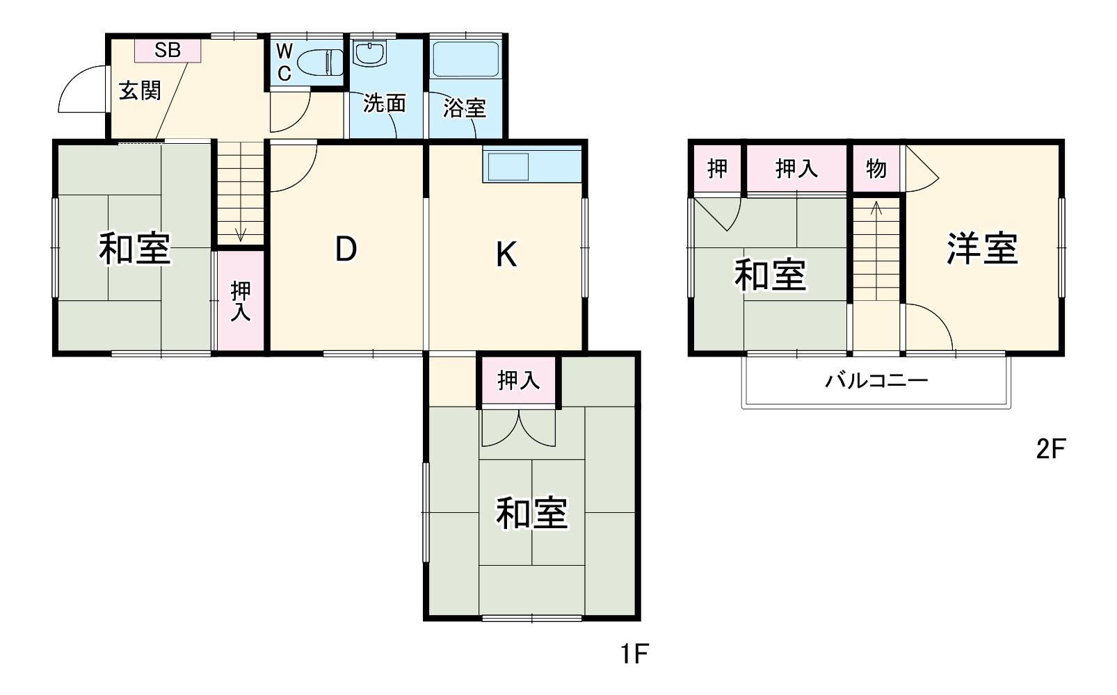 京成電鉄本線 京成成田駅 バス乗車時間:14分 久能新田バス停で下車 徒歩8分 2階建 築48年(4LDK)の間取り写真
