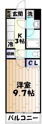 メゾーネマルクⅤ(1K/3階)の間取り写真