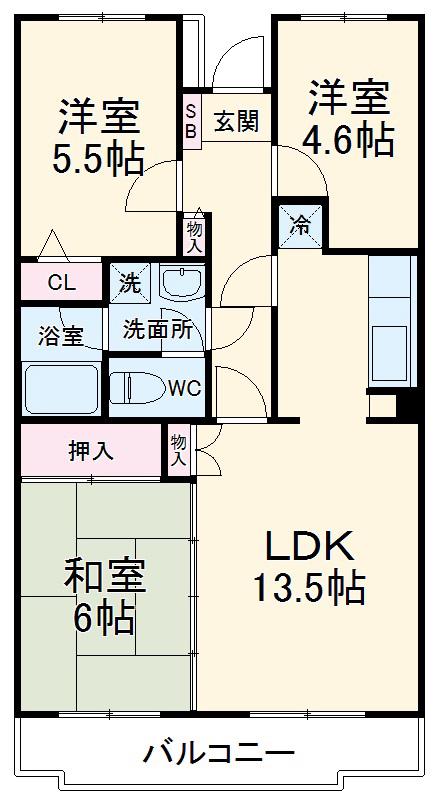 鵜野森グリーンヒルズ(3LDK/1階)の間取り写真