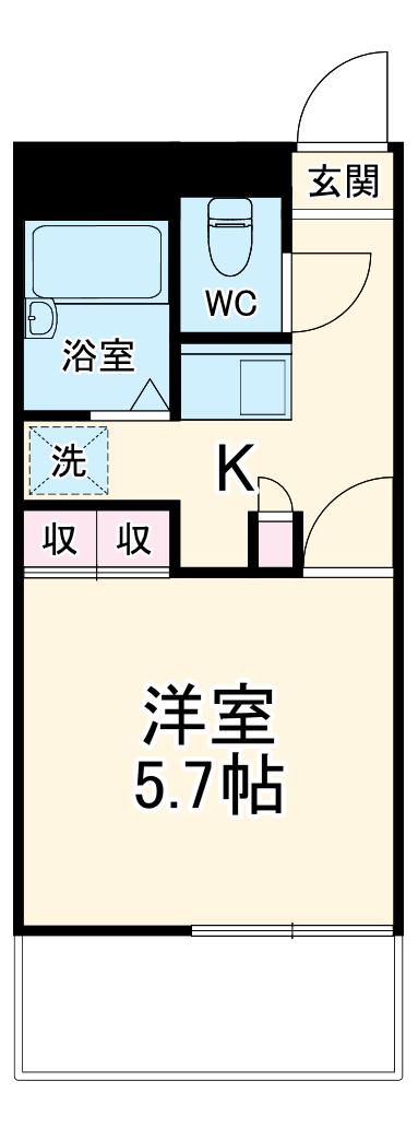 レオパレスハピネス湘南(1K/3階)の間取り写真