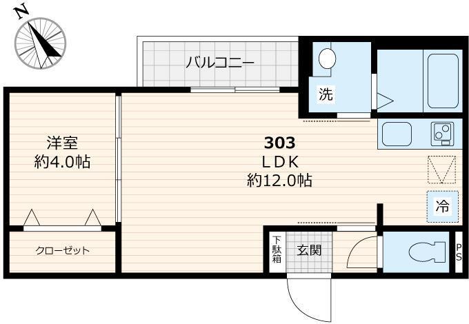 サングレイスⅢ(1LDK/3階)の間取り写真