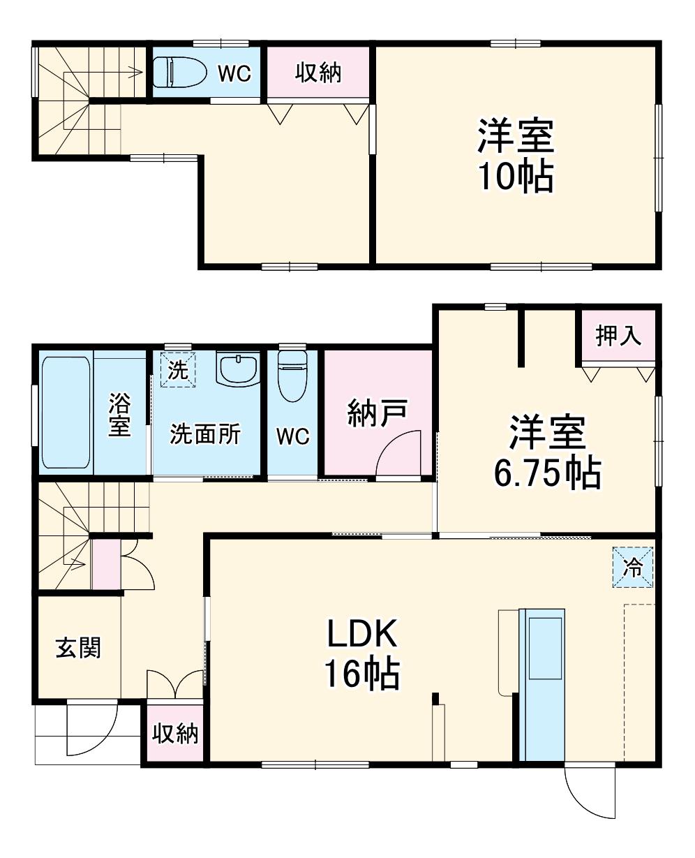 名鉄名古屋本線 富士松駅 徒歩27分 2階建 築49年(3LDK)の間取り写真