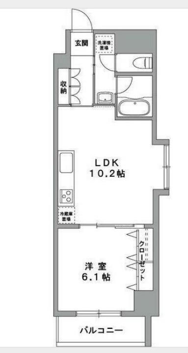 グランデュールⅡ関内(1LDK/5階)の間取り写真
