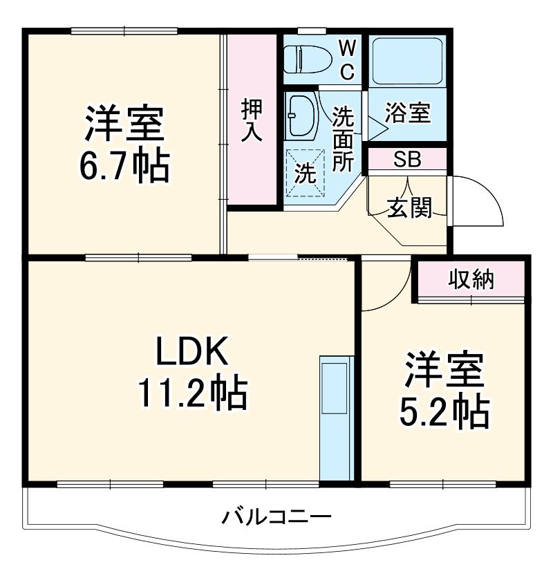 サンハイム(2LDK/2階)の間取り写真
