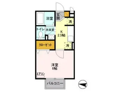 エムグランデⅠ(1K/2階)の間取り写真