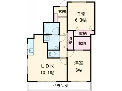 メゾンキャッスル(2LDK/2階)の間取り写真