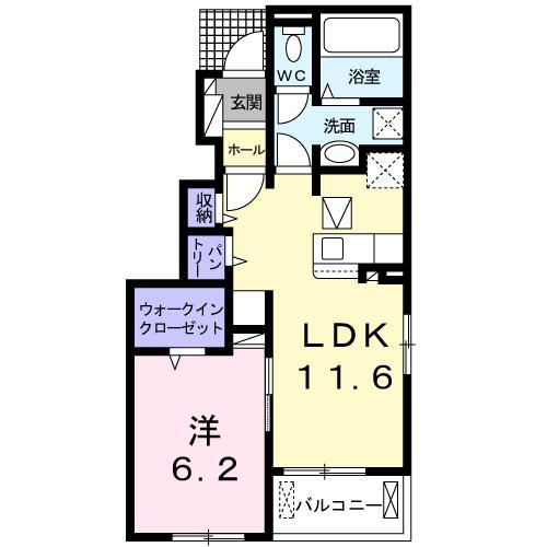 グレイスフルⅢ(1LDK/1階)の間取り写真