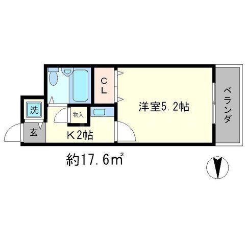 ジョイフル御池(1K/4階)の間取り写真