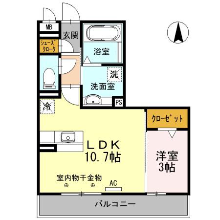 ヴィオーラ八番(1LDK/2階)の間取り写真