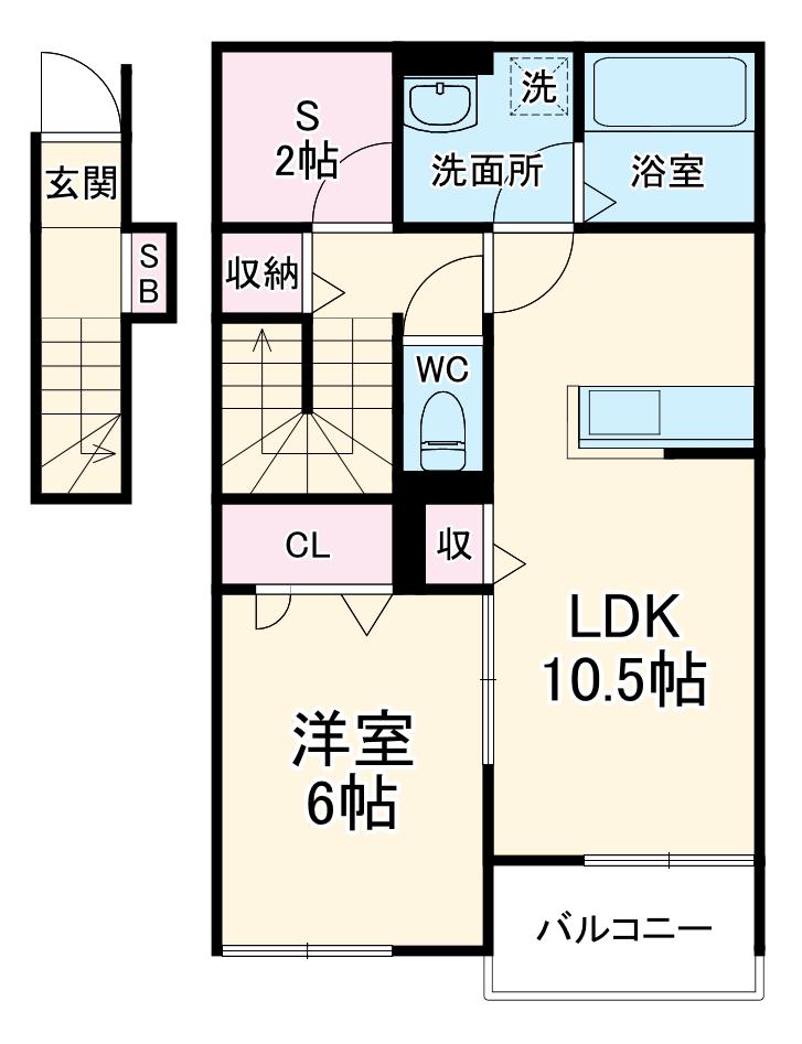 K.I.PLACE(1SLDK/2階)の間取り写真