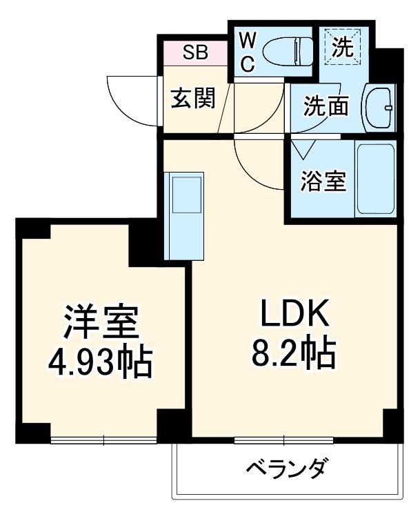 BLUE SQUARE(1LDK/2階)の間取り写真