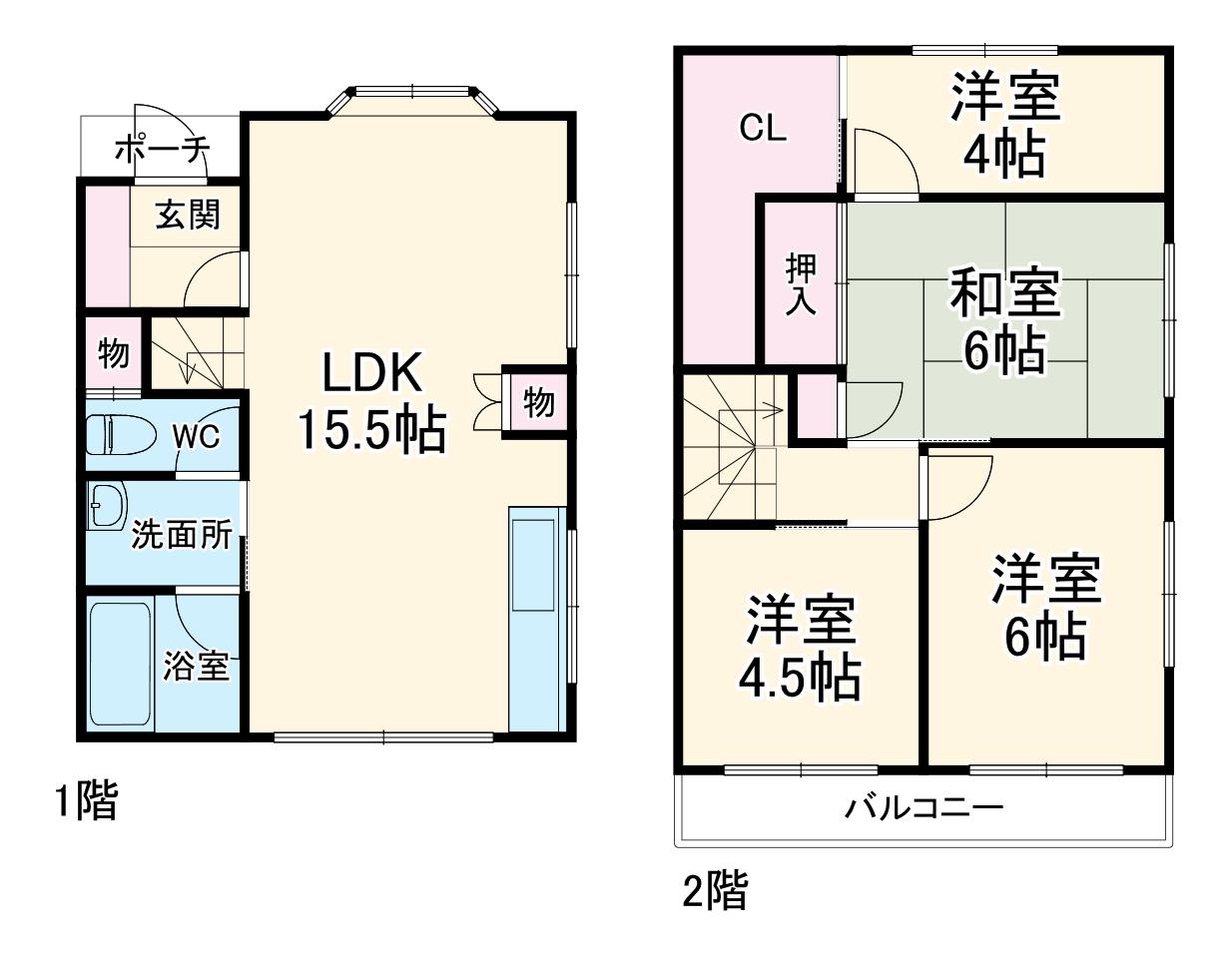 京急久里浜線 京急久里浜駅 徒歩20分 2階建 築37年(4LDK)の間取り写真