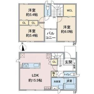 ガイドウエイ志段味 小幡緑地駅 徒歩28分 2階建 築1年(3LDK)の間取り写真