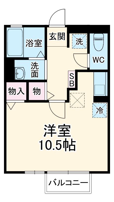 弥生ハイツ(ワンルーム/1階)の間取り写真