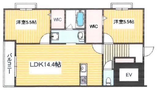 リバブル富士見台(2LDK/5階)の間取り写真