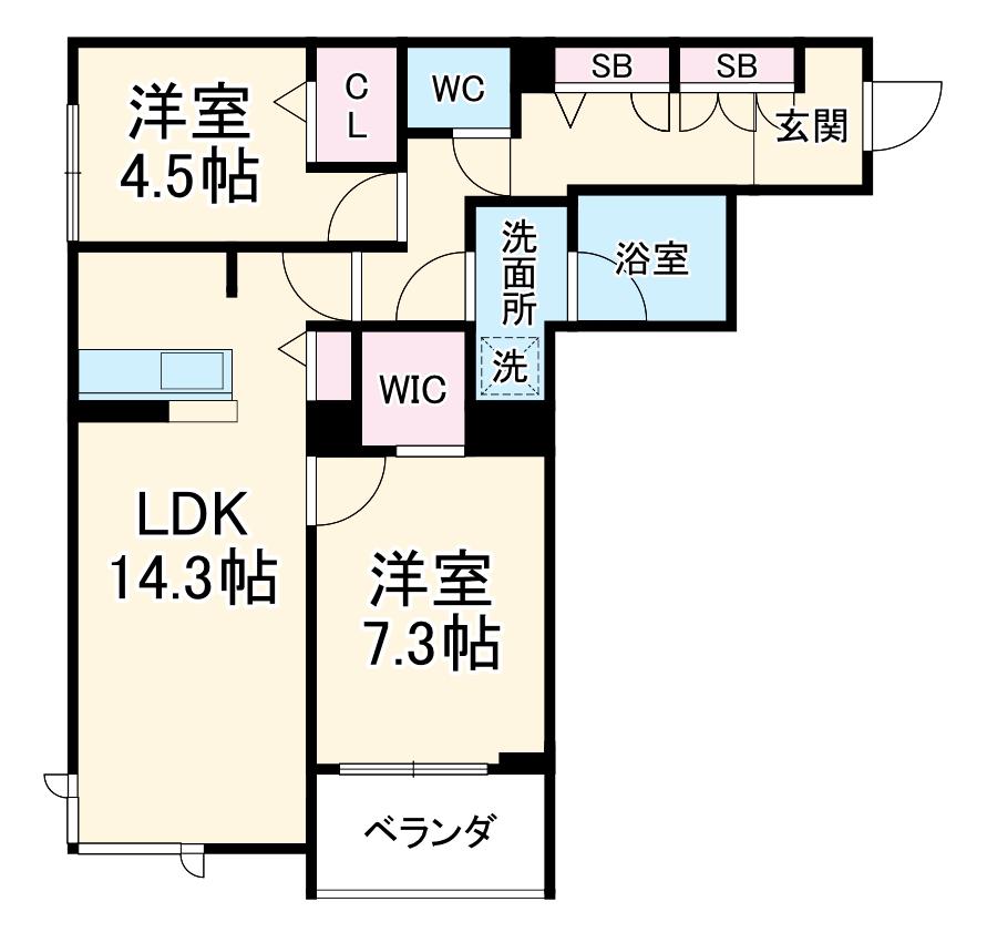 LUANA VIP RESIDENCE(2LDK/4階)の間取り写真