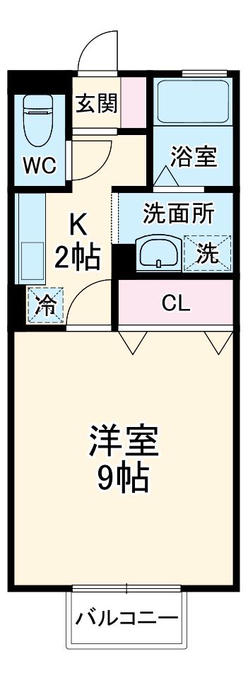 コンフォート宮町(1K/1階)の間取り写真