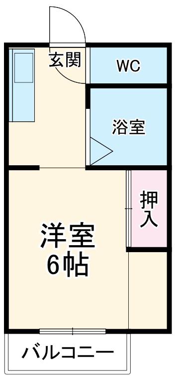 第二サンハイツ(1K/2階)の間取り写真