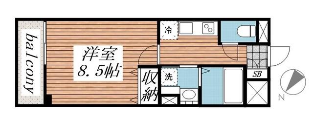 DOビル千葉寺(1K/1階)の間取り写真