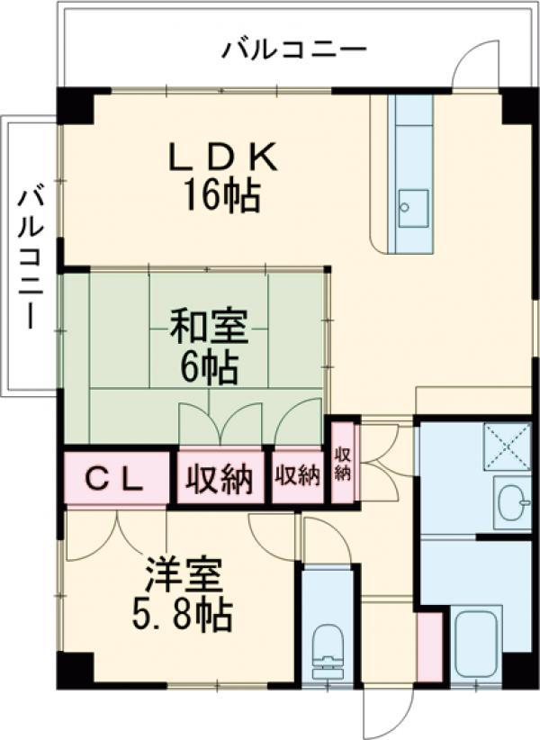 グリーンハイツ光(2LDK/2階)の間取り写真
