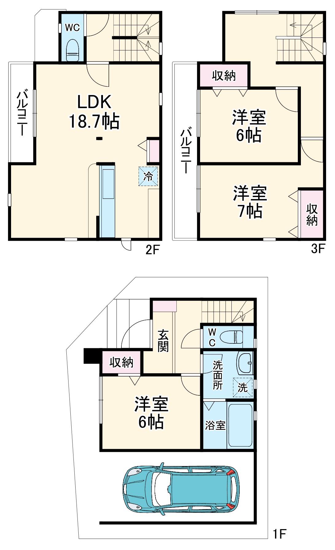 埼玉高速鉄道 鳩ケ谷駅 徒歩26分 2階建 築3年(3LDK)の間取り写真