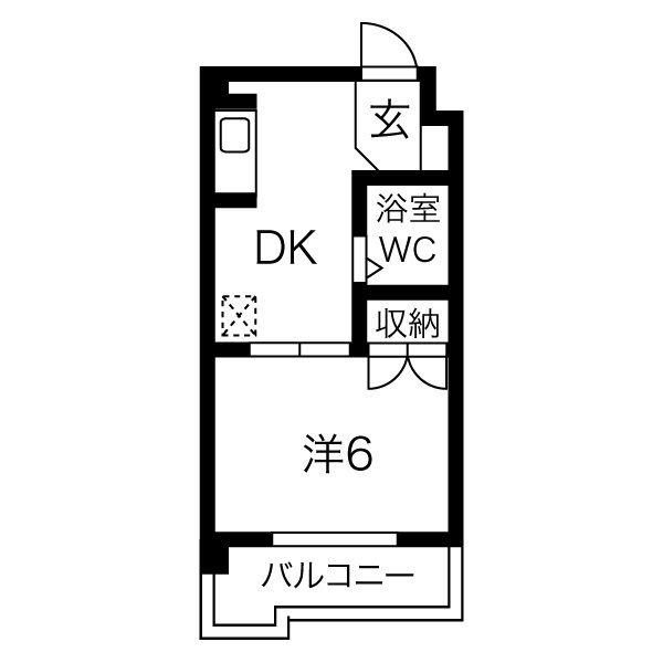 尾頭橋ハイツ(1DK/4階)の間取り写真