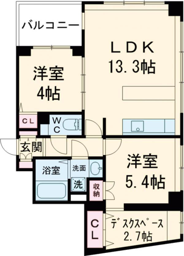 レジデンス渋谷富ヶ谷(2SLK/7階)の間取り写真