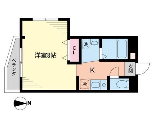 コスモ新百合丘Ⅱ(1K/2階)の間取り写真