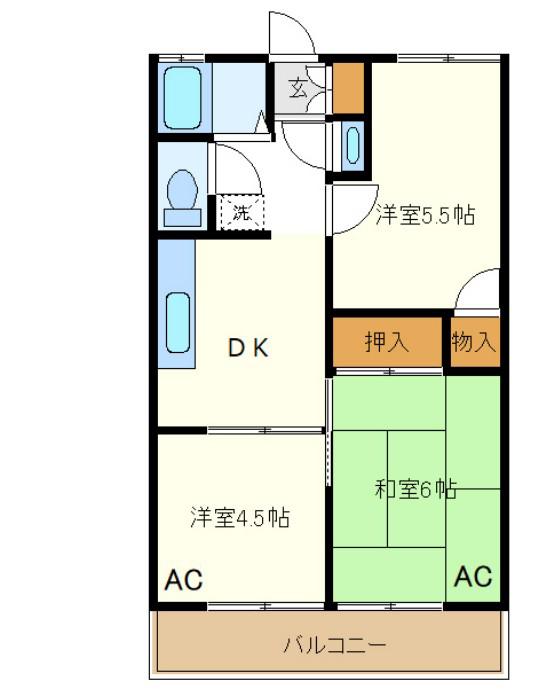 M.グリーンハイツ南 A(3DK/2階)の間取り写真