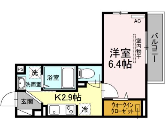 OKUE Ⅱ(1K/3階)の間取り写真