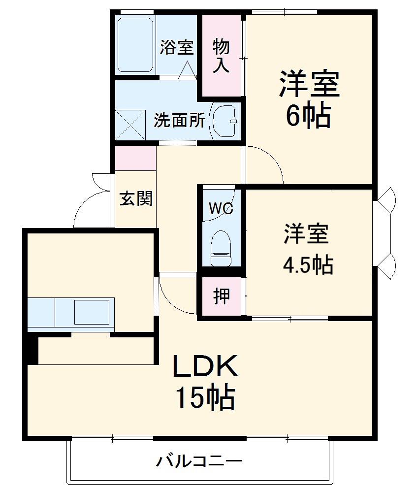 プチメゾン(2LDK/1階)の間取り写真