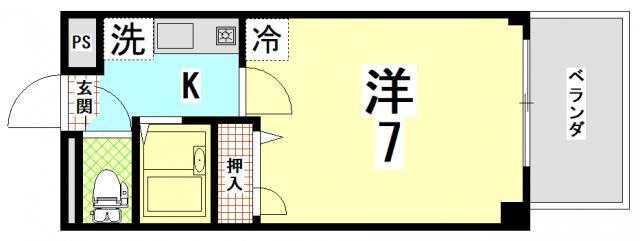 ムーブル丸和(ワンルーム/1階)の間取り写真