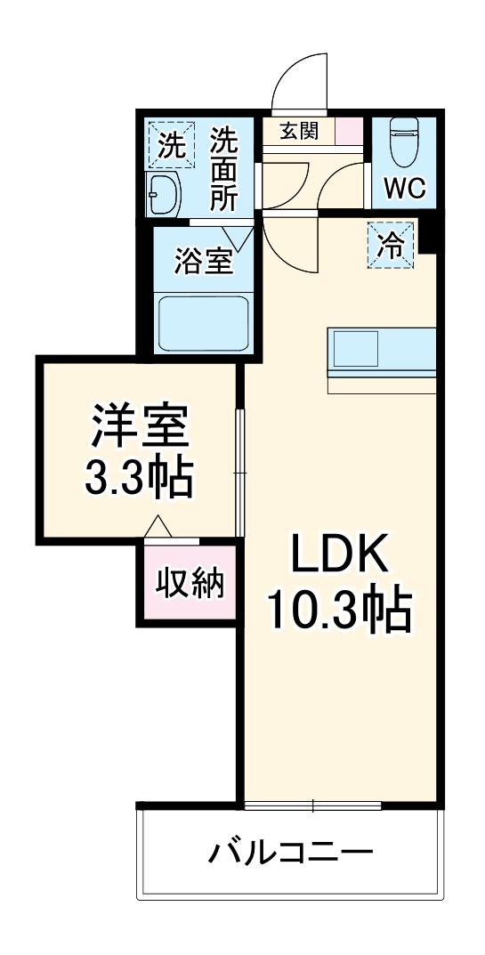 BESTSTAGE大間2丁目Ⅰ(1LDK/3階)の間取り写真