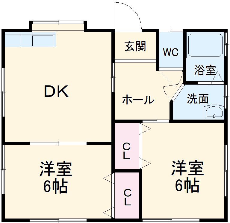 天竜浜名湖鉄道 掛川市役所前駅 徒歩17分 1階建 築36年(2DK)の間取り写真