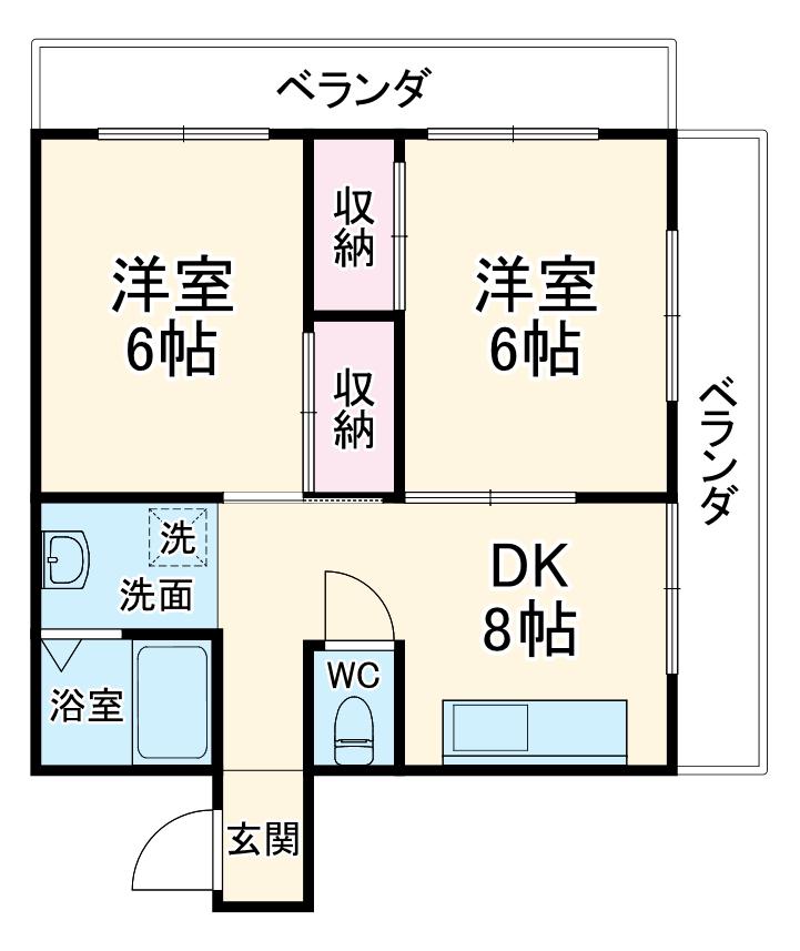 グリーンハイツ(2DK/2階)の間取り写真