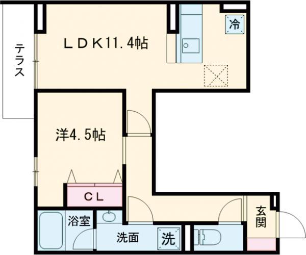 セレスティア桜上水(1LDK/1階)の間取り写真