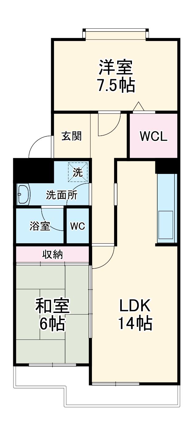サンハイツ古庄(2LDK/3階)の間取り写真
