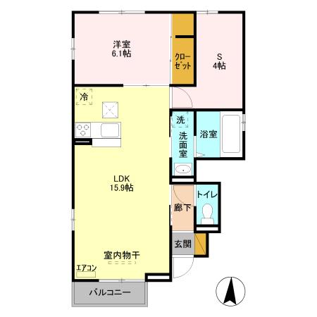 LUCENTEⅡ(1SLDK/1階)の間取り写真