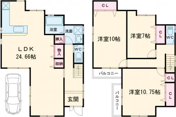 阪急電鉄京都線 西山天王山駅 徒歩19分 2階建 築1年(3LDK)の間取り写真