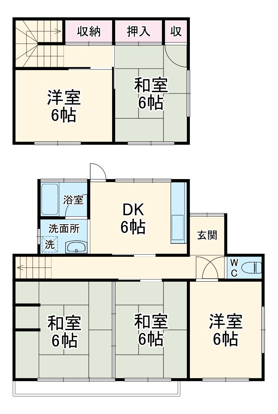 名鉄尾西線 町方駅 徒歩21分 2階建 築46年(5DK)の間取り写真