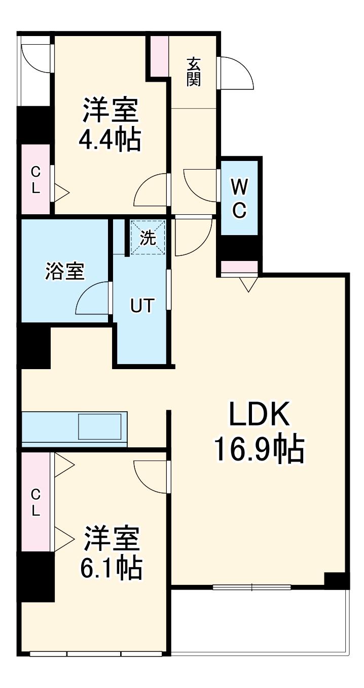 MARE京都一条(2LDK/3階)の間取り写真