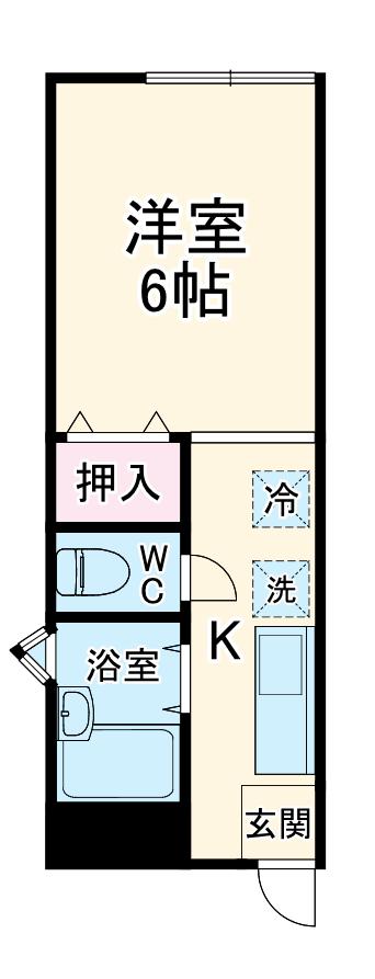 ハイツカメリアB(1K/2階)の間取り写真